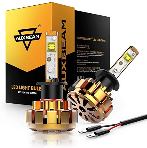 Auxbeam H1 LED headlight bulbs F-16 Series LED Headlights with 2 Pcs of H1 P145S Led Headlight Conversion Kits 60W 6000lm High Brightness SMD LED Chips Driving Light (Pack of 2)