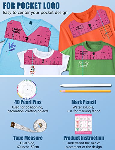 image for Vowlove Tshirt Ruler Guide for Vinyl Alignment: T Shirt Rulers to Cent