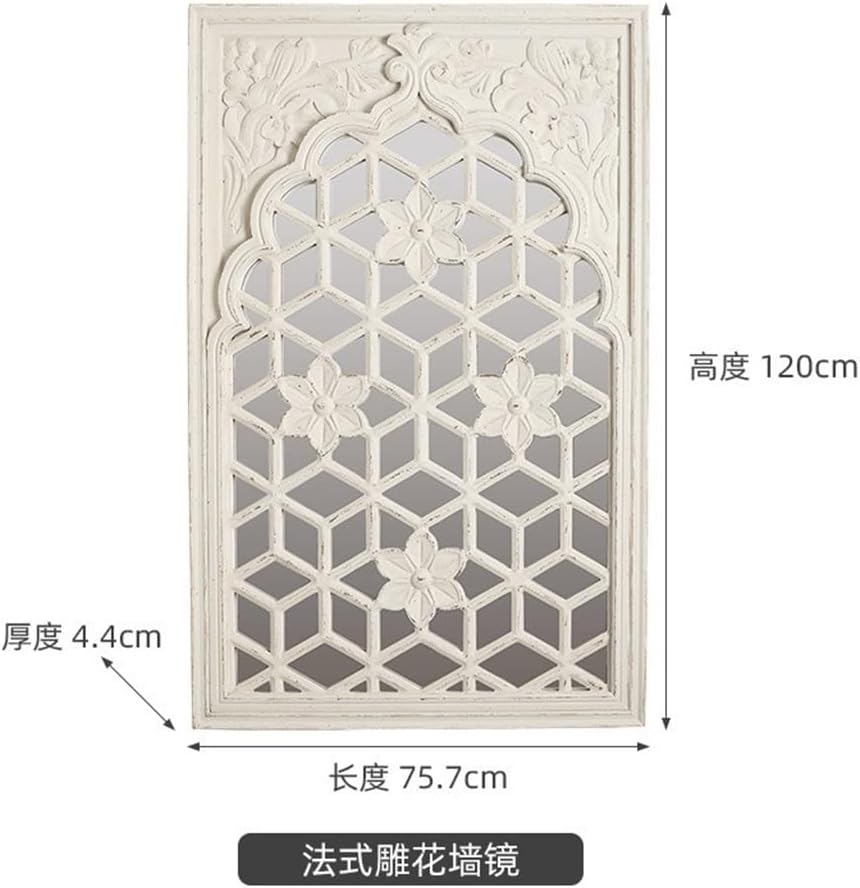 French Flower Wall Decoration Window Fake Window Frame Mirrors Solid Wood Vintage Wall Mirrors Background Wall