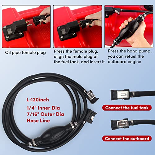 Boat Fuel Tank 3 Gallon/12L Marine Fuel Tank Outboard Fuel Tank With Hose Connector For Marine Outboard Motor Included Oil Volume Indicator Anti-Aging Impact Resist-Red(1 Pack) #TOP3