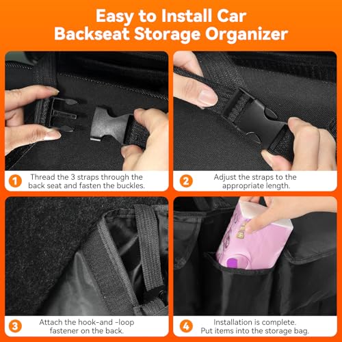 Trunk Organizer for SUV, 35.5" x 18.2" Large Capacity Car Organizers and Storage, Backseat Hanging Storage Bag with 10 Pockets, Adjustable & Waterproof Car Interior Accessories for SUV Truck MPV by Rhino Valley - Image 6