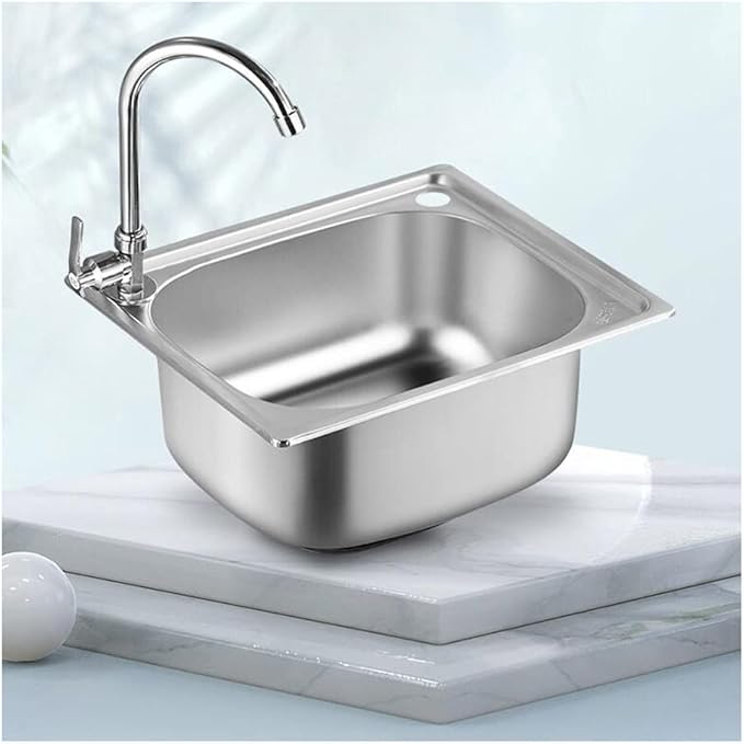 YYFANGYF Stainless Steel Sink with Faucet, Single Bowl Dropin