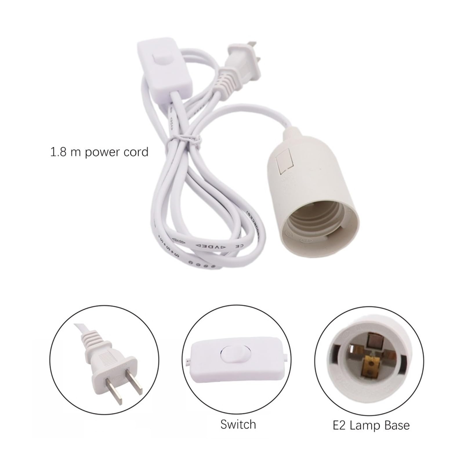 Portalámparas 10 unids/lote con cable de interruptor U + S E + U enchufes cabeza Droplight soportes de lámpara de tornillo grande for lámparas de ahorro de energía L + E + D(E14,Black U+S Plugs)