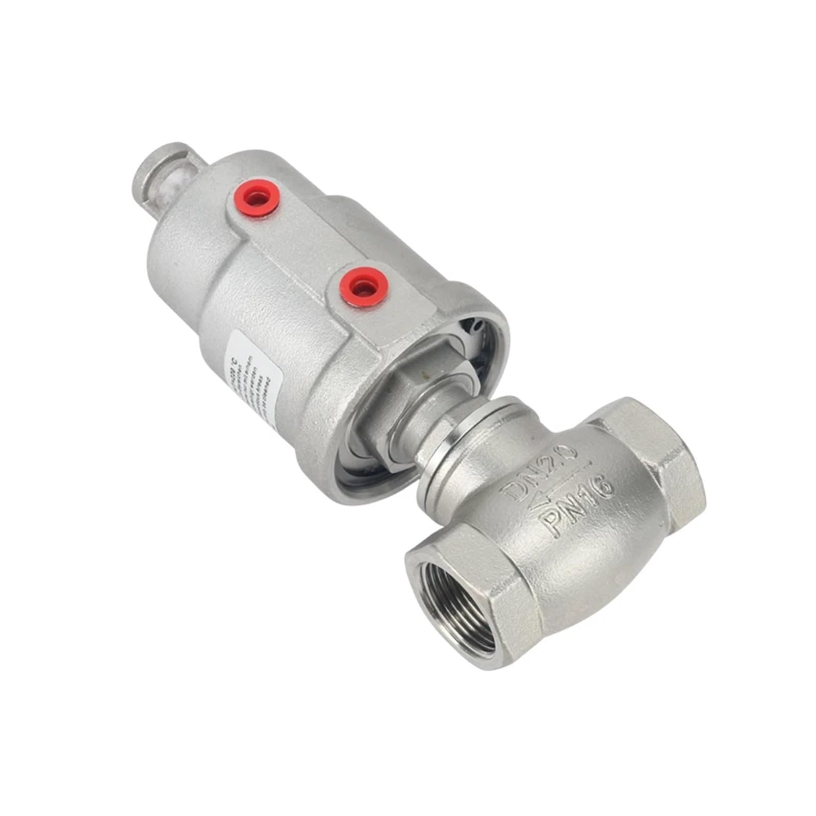 Valvola a globo filettata pneumatica tipo T in acciaio inossidabile da 1/2", 3/4", 1", valvola pneumatica a sede angolata, valvola dell'acqua, valvola a tamburo(1",Single Acting)