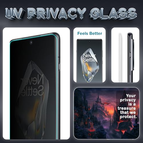 Image of ArmourPro UV Privacy Tempered Glass Screen Protector for OnePlus 12R (6.78 Inch, Pack of 2) Edge to Edge Coverage Anti-Spy /Anti-Peeping 9H Hardness