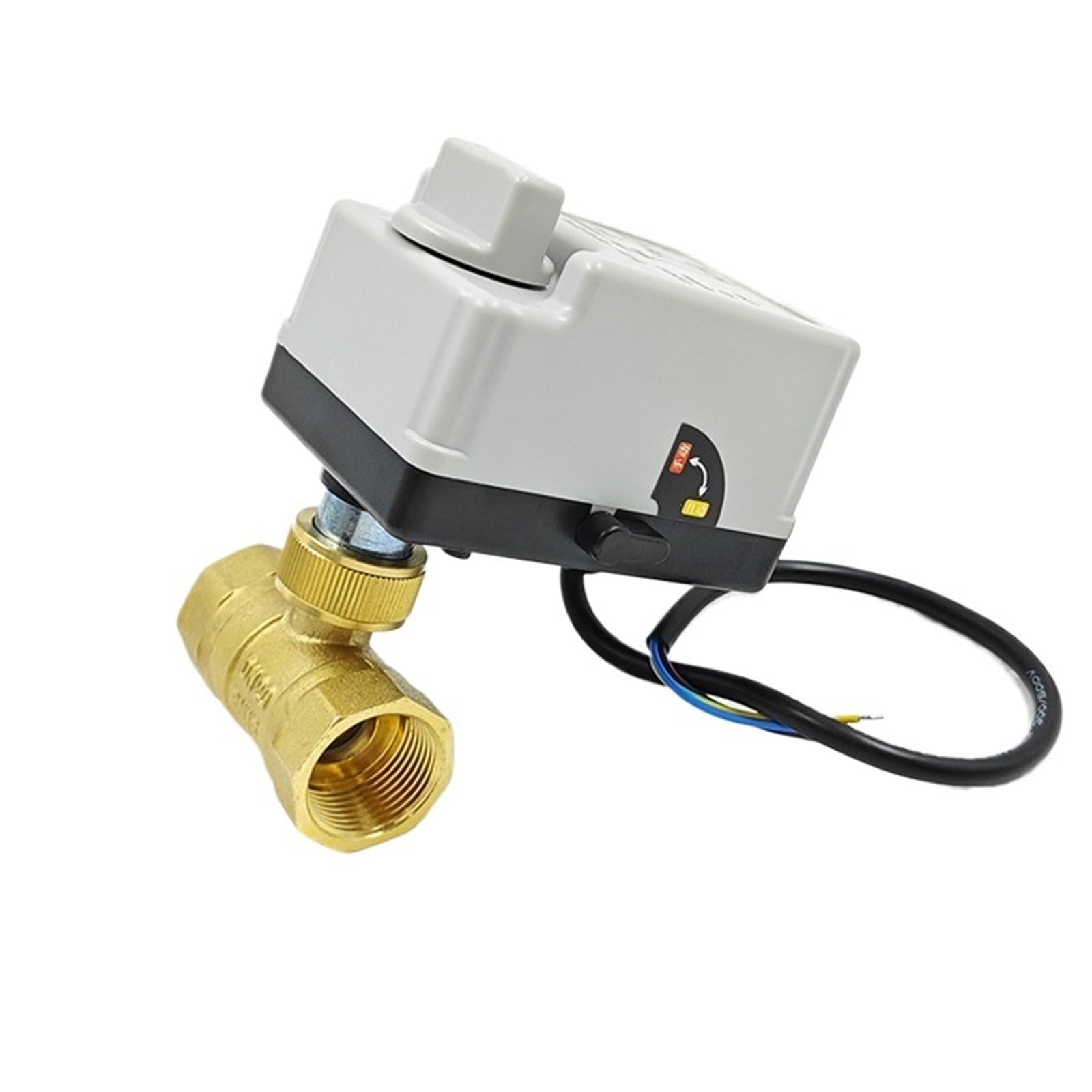 Con actuador de válvula de bola eléctrica manual CA 220 V, tres cables, dos controles, dos vías, tres vías, rosca hembra, 3 vías(DN20,220V_3 WAY)