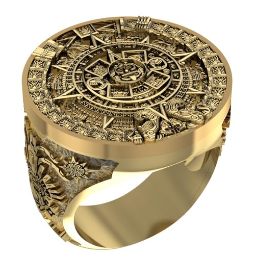 Tribal Mayan Aztec Calendar Sun Mayan Ring Brass Jewelry Br-6