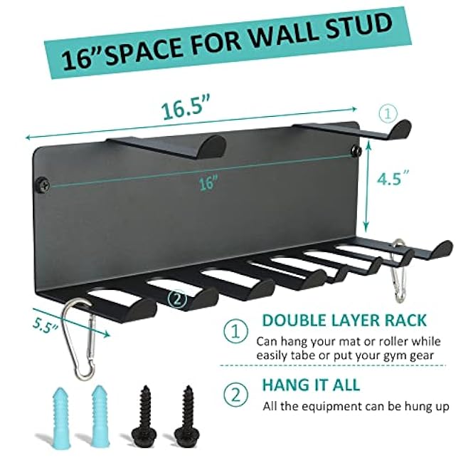 Multi-Purpose Gym Storage Rack Resistance Bands Holder Home Gym Accessories Storage Fitness Bands Rack Heavy Duty Hooks for Resistance Bands, Straps, Jump Ropes, Foam Rollers, Chains