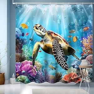 Jingyou Zasłona Prysznicowa 3D Nature Ocean Turtle