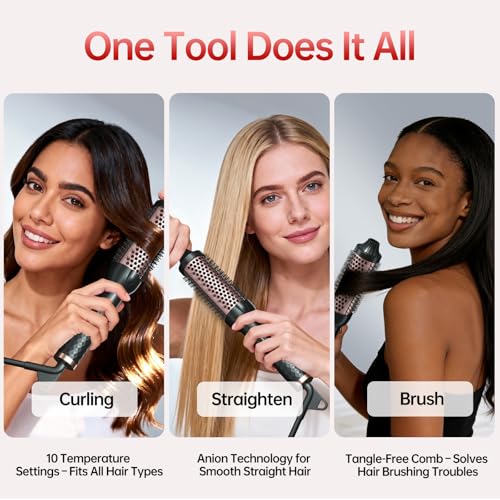 Image of Hahahope 1.5 Inch Thermal Brush, Heated Round Brush for Blowout Look with Negative Ions & Ceramic, 30s Fast Heating Curling Iron with 10 Temperature Settings for Volumizing, Travel Hair Styling Tool