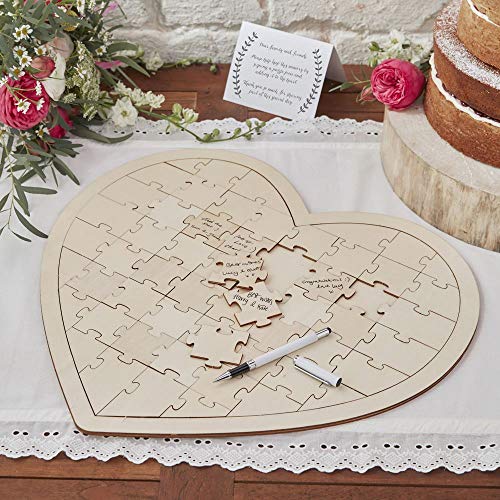 Preisvergleich Produktbild Ginger Ray BH-756 Wooden Jigsaw Wedding 58-teiliges Gästebuch, Boho, Pieces