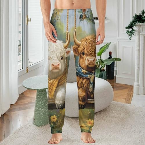 Highland Cow Mens Pajama Pants Soft Lounge Pants Pj Bottoms with Pockets2