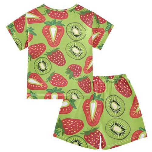 ALAZA Kiwis Strawberry Green Pajamas Short Sleeve 2 Piece Sleepwear Top and Bottom Pajama Set Unisex2