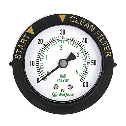 Watflow 2' Start and Clean Filter Pressure Gauge, Pool Filter Pressure Gauge, Swimming Pool Gauge...