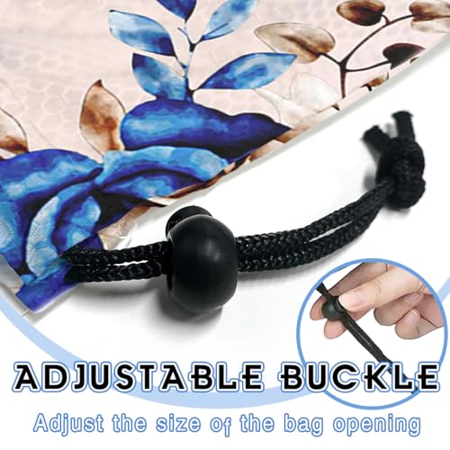Image of Car Trash Bag Hanging Back of Seat Waterproof Small Cute Printed One-Handed Strap Drawstring Garbage Bags for Car-Blue Rose