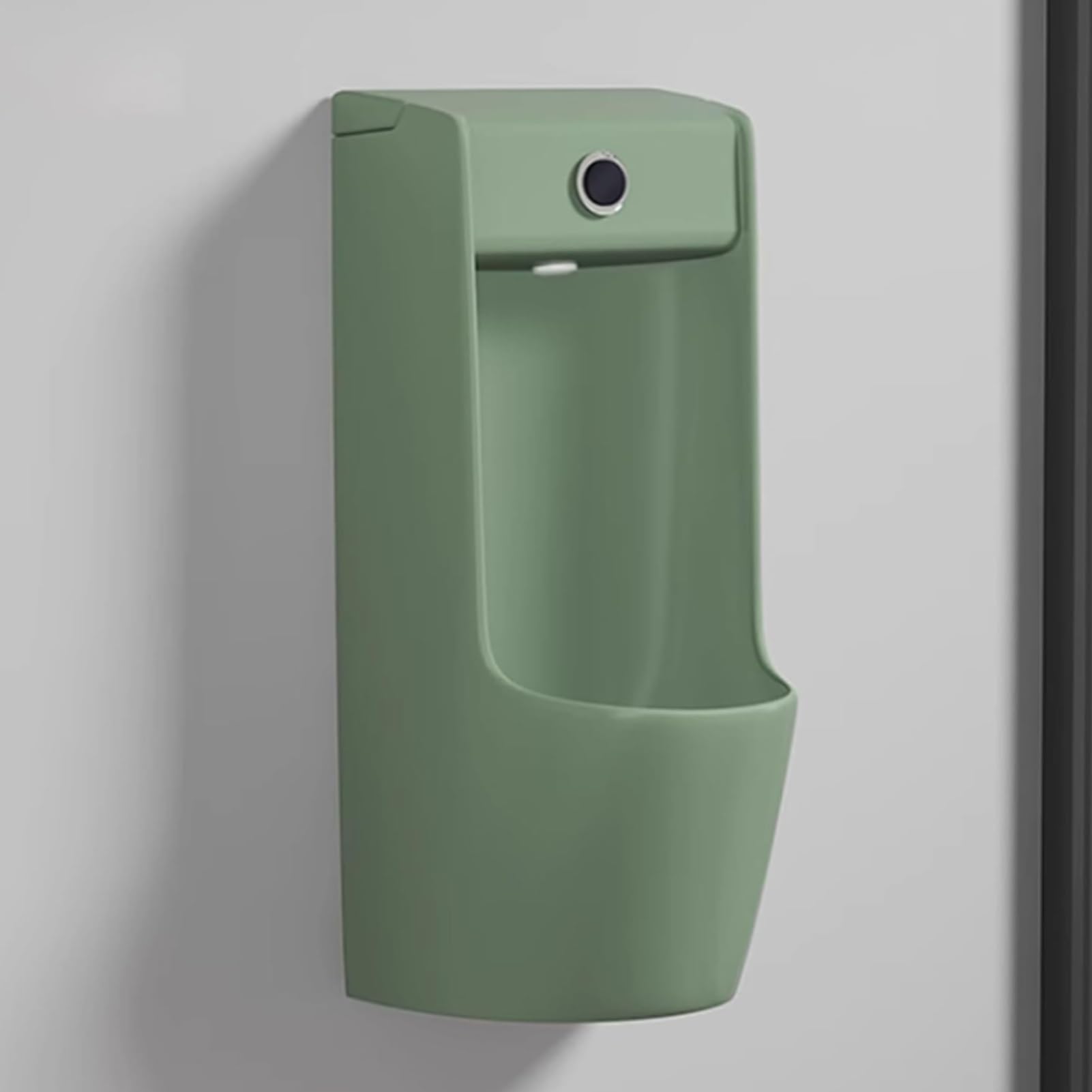 MESCXTY Commercial Washout Urinal,Wall-Mounted Ceramic Intelligent Sensor Flush Male Urinal Space-Saving(Green)