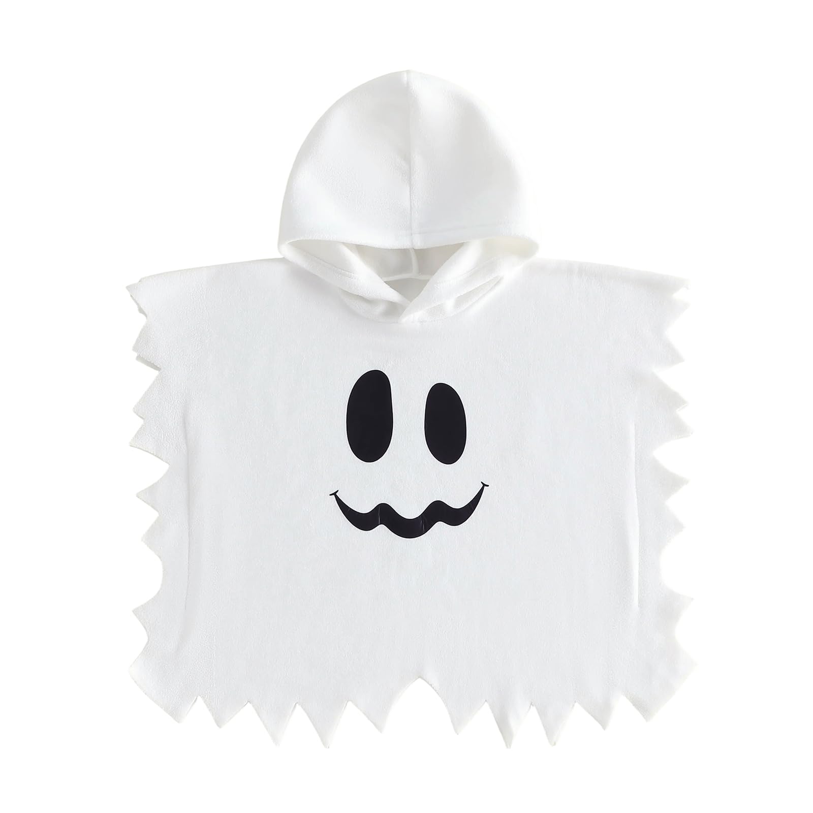 MoKid Ssdwer Kids Toddler Boy Girl Halloween Costume Ghost Smile Embroidery Cloak Hooded Cape Poncho Fancy Party Cosplay Outfits (G White, 18-24 Months)