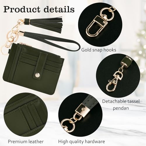 Image of KNGITRYI Small Wristlet Wallets for Women RFID Credit Card Holder Wallet Keychain Wristlet Wallet Credit Card Wallets for Women (Olive Green)