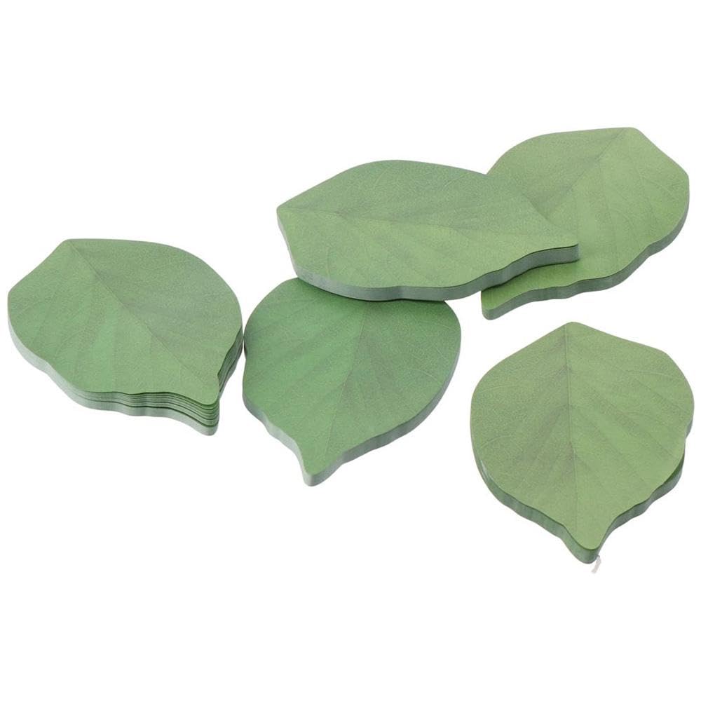 Risedot 10Pcs Green Leaf-Shaped Sticky Notes, Removable Self-Stick Notes Pads, Writing Memo Pads for Office Home (500 Sheets) - Image 2