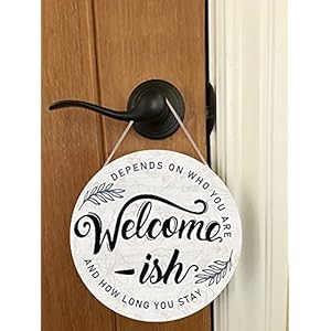   Welcome-ish-Wood-Hanging-Sign-Plaque-Funny-Welcome-Quote-with-Minimalist-Leaves-Wooden-Front-Door-Hanger-Rustic-Outdoor-Wall-Art-for-Porch-Garden-Farmhouse-Yard-Decor-12x12