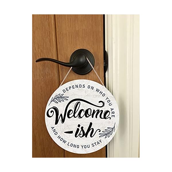   Welcome-ish-Wood-Hanging-Sign-Plaque-Funny-Welcome-Quote-with-Minimalist-Leaves-Wooden-Front-Door-Hanger-Rustic-Outdoor-Wall-Art-for-Porch-Garden-Farmhouse-Yard-Decor-12x12