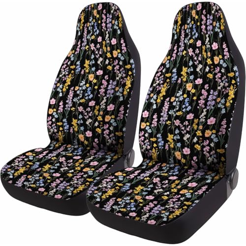 GENANY Floral Car Seat Covers Set of 2, Flower Breathable Front Seat Covers for Truck Sedan SUV, Boho Car Accessories, Boho Gift for Women Men