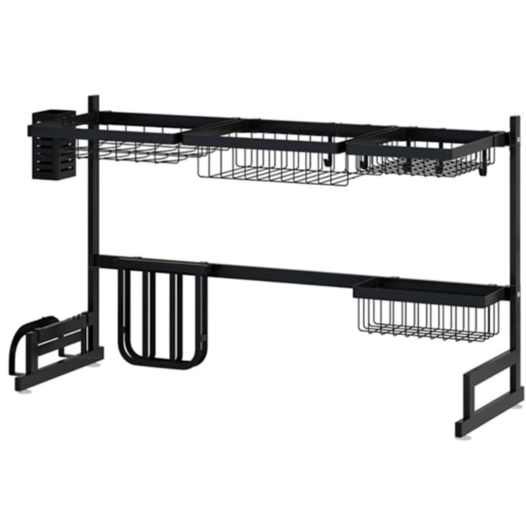 AZHKJKZH Dish Rack Over The Sink Dish Rack Kitchen Drainer Drying Shelf Holder With Draining Board Chopsticks For Small Kitchen(85cm)
