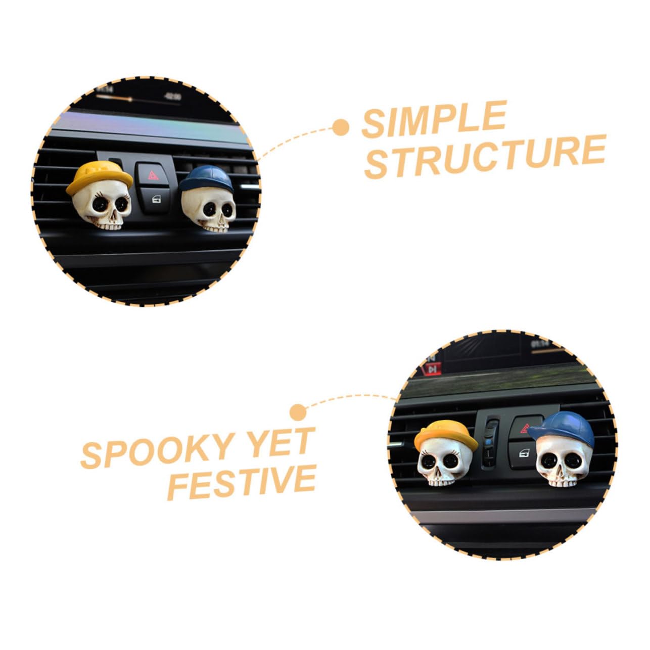 Mobestech 8pezzi Decorazioni Per Auto Forma Di Teschio Clip Per Bocchette Aria Halloween Accessori Per Interni Auto Atmosfera Spettrale Per Feste e Viaggi