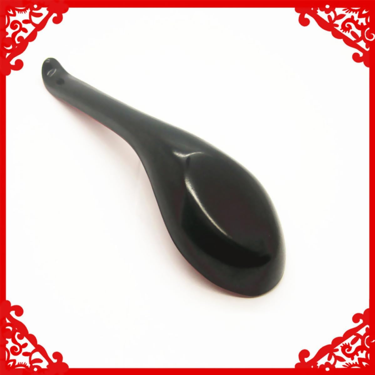 3pcs Plastic Chinese Soup Spoons Set, Large Long Handle Red