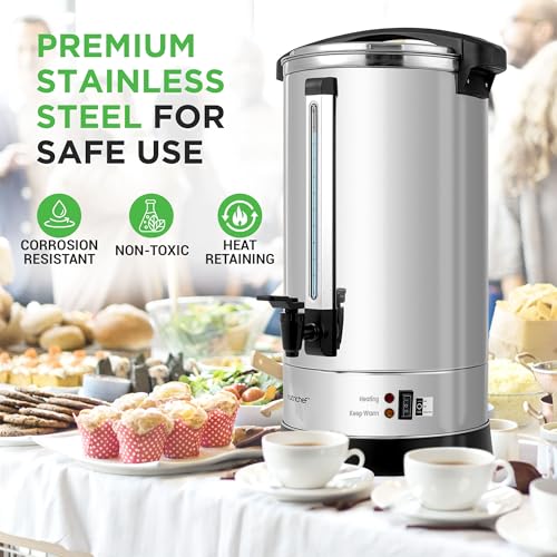 Image of NutriChef 19L Water Boiler Hot Water Dispenser Urn | Large Electric Kettle with Keep Warm Function, Safety Lock Lid & Stainless Steel Inner Pot for Tea & Hot Beverages (Black & Silver).