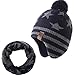 AHAHA Cappello Bambino Invernale con Pompon Set Cappello e Sciarpa per Bambini e Ragazzi