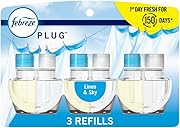 Febreze Plug In Air Freshener, Odor-Fighting Scented Oil Refill, Air Fresheners for Home and Bathroom and Kitchen, Long Lasting for Strong Odors, Linen & Sky Scent, 0.87oz Refills, 3 Count (Pack of 1)