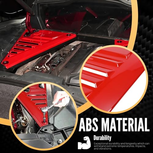 Image of 2PCS Upgrade Gloss Red Engine Bay Side Panel Covers Compatible with for Corvette C8 Stingray Z51 2020-2026 and for C8 Z06 2023+,ABS Plastic Mid Engine Compartment Dust Debris Shield Guards