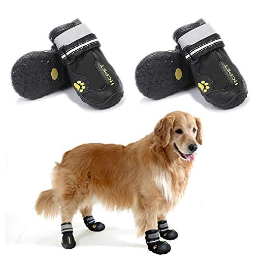 Dog Snow Boots Dog Shoes for Medium Large Dogs Dog Booties for Winter Waterproof Dog Boots & Paw Protectors Dog Winter Boots with Adjustable Reflective Straps Durable Anti-Slip Shoes for Dogs
