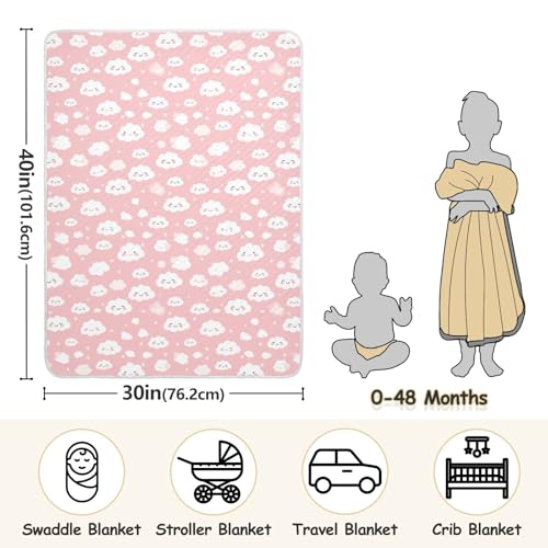 Image of Toddler Blanket for Boys Girls Soft Warm Multi Use Wrap Swaddle for Infant Toddler Kid Crib Bedding 30X40in Clouds