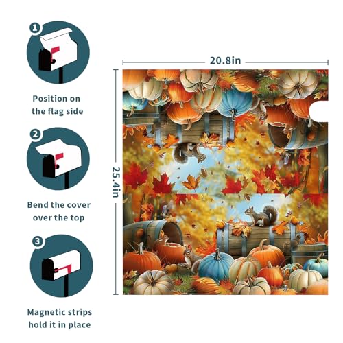 Image of Fall Mailbox Covers Magnetic Standard Size 21 X 25.5 Inch Thanksgiving Pumpkin Mailbox Cover Autumn Sunflower Mailbox Wraps Post Letter Box Cover Decoration Outdoor Garden Home Yard Outside