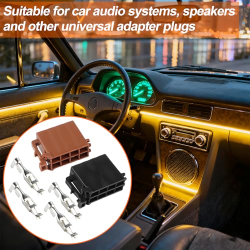 SRunDe 2 Stück 8 PIN Autoradio Stecker Klemmen mit 16 Iso Stecker Autoradio Pins 4 Türverkleidung Werkzeug Lautsprecher stecker autoradio-Zubehör Radio Adapter Universal Gehäuse Montage Set