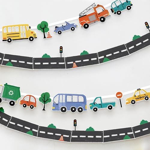 Cheerland Transportation Birthday Decorations Transportation Banner Classroom Decorations Bulletin Board Transport Themed Banners School Bus Boy Truck Busy Town Road Hanging Party Decor Supplies 2Pcs