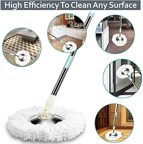 Image of 6 Pack Mop Heads Replacements Washable Microfiber Spin Mop Refill Cleaning Supplies for Home, Office, Industrial and Commercial Use,Compatible with Hurricane,Mopnado Spin Mop