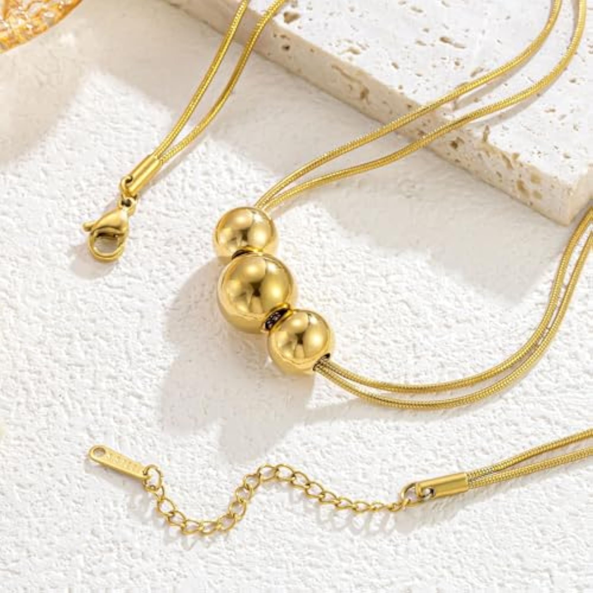 Women's Stylish Golden Ball Pendant Necklace, Modern Design