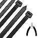 Kabelbinder 100 Stück 300 mm x 7,6 mm, UV-Beständig ultra starke Kabelbinder mit 50 kg Zugfestigkeit, Schwarz, Hitzebeständig, Langlebig