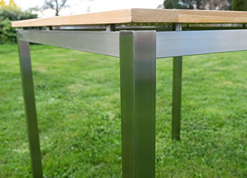 AS-S ASS Edelstahl Teak Gartentisch 90x90 cm Holztisch Esstisch Tisch Massive Ausführung A-Grade Teakholz Modell: Kuba