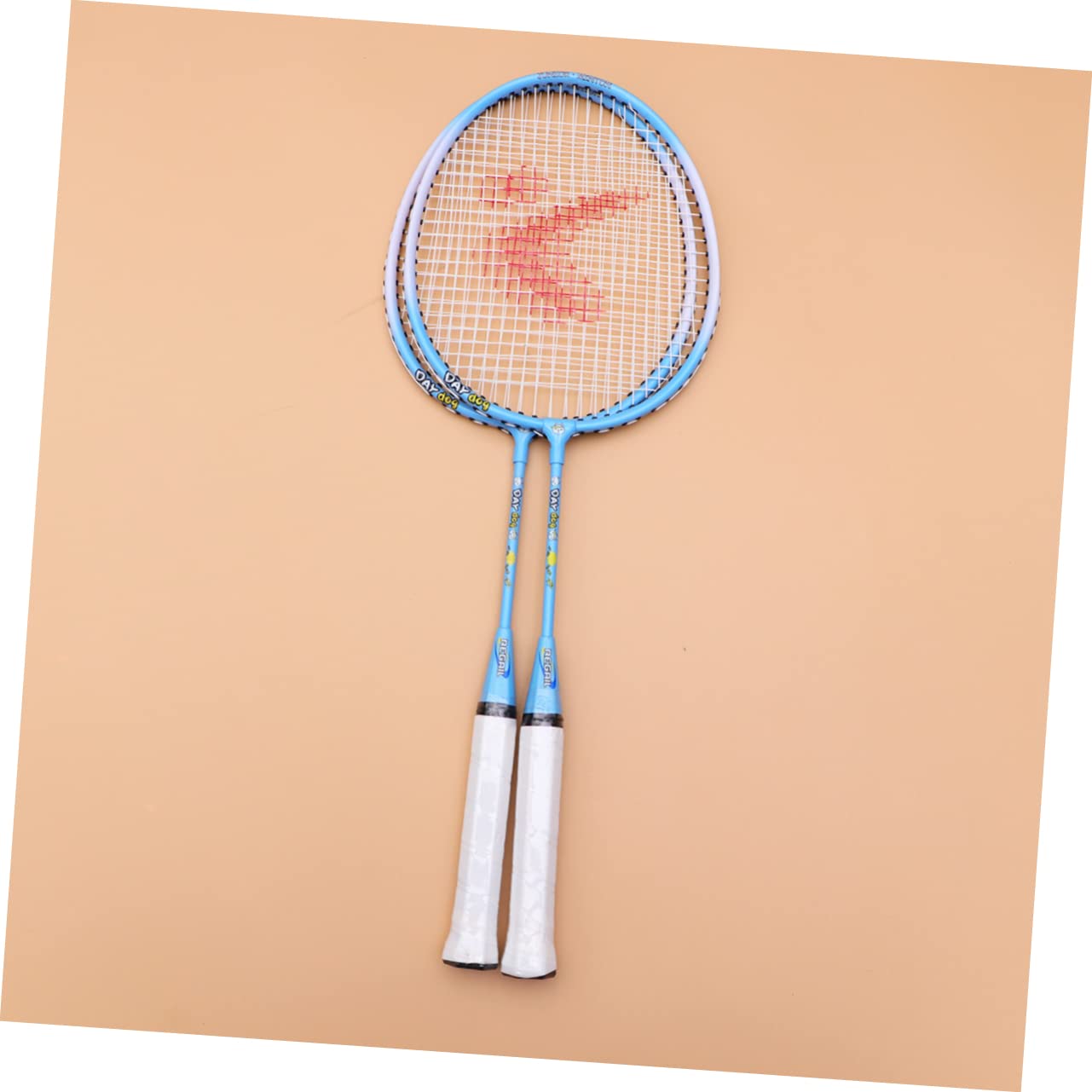 OHPHCALL 1Pair Cartoon Badminton Racket Set Lightweight Alloy Sports Racket for Outdoor Play Training Tool for Safe Design with No Angles for Beginners