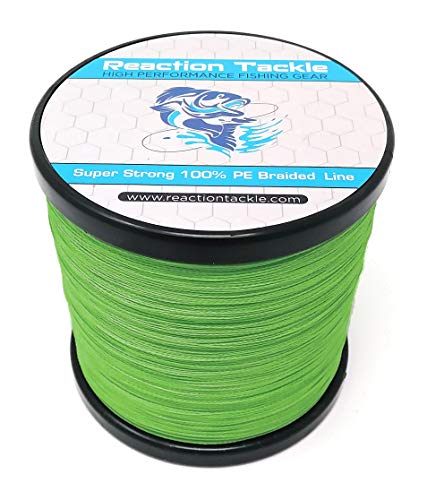Reaction Tackle Braided Fishing Line NO Fade Hi Vis Green 50LB 1000yd