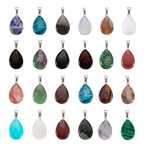 Fashewelry 50Pcs Teardrop Stone Pendants Water Drop Healing Crystal Quartz Chakra Gemstone Rock Charms Random Mixed for Necklace Jewelry Making Hole: 2x7mm Fashewelry 50Pcs Teardrop Stone Pendants Water Drop Healing Crystal Quartz Chakra Gemstone Rock Charms Random Mixed for Necklace Jewelry Making Hole: 2x7mm