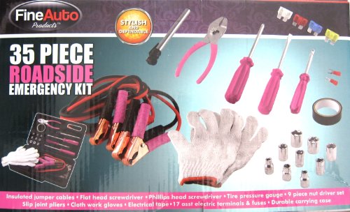 FineAuto Products 31 Pc Roadside Emergency Kit (Pink)