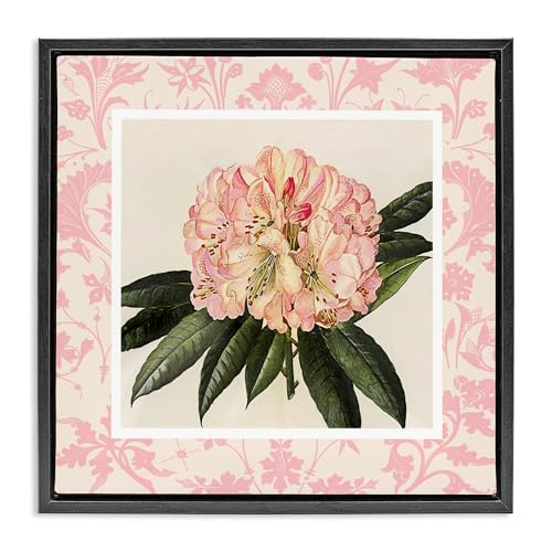 Pink Pattern Botanical Floral, 17 x 17 Inch Canvas in Floater Frame