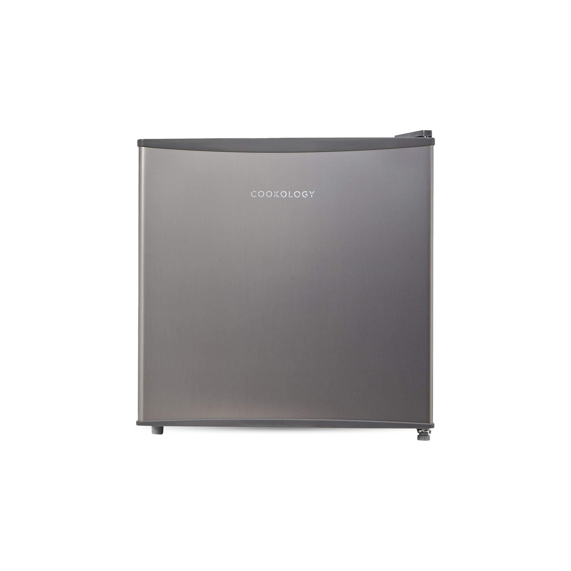 MFR45SS Small Table Top Mini Fridge in Silver - 45 Litre Capacity - For Counter Tops - Reversible Door - Adjustable Temperature Control & Legs - With Chiller Box