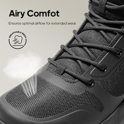 Image of NORTIV 8 Men's Military Tactical Boot Lightweight Comfortable Boots for Work All Day Side Zipper Motorcycle Combat Hiking Boots Metrostrike(8-9 Inches)