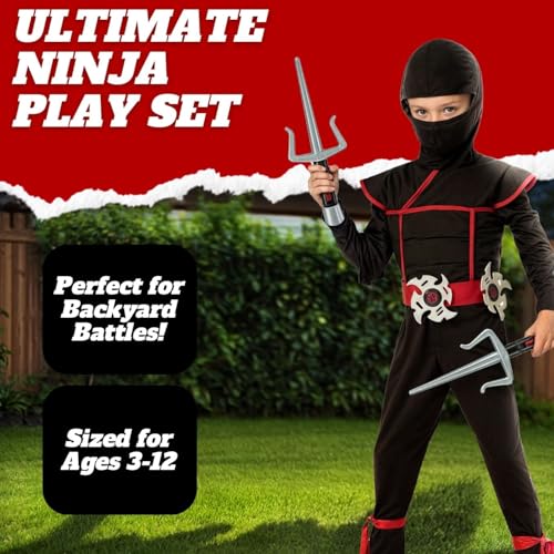 Liberty Imports Ninja Warrior Toy Weapons Role Playset - Kids Pretend Play Dress Up Costume Accessories Set for Children Pretend Play Battles (Set 1) - Thumbnail 2